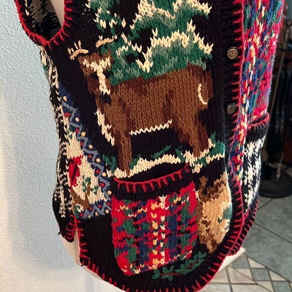 Portraits By Northern Isles Sweater Vest Knitted By Hand Christmas Size Small - Picture 2 of 12